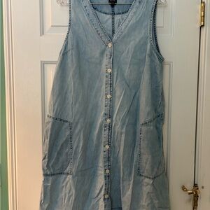 GAP Light Blue Button-Front Midi Dress